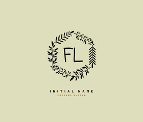 F L FL Beauty vector initial logo, handwriting logo of initial signature, wedding, fashion, jewerly, boutique, floral and botanical with creative template for any company or business.