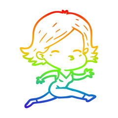 rainbow gradient line drawing cartoon woman