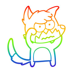 rainbow gradient line drawing cartoon annoyed fox