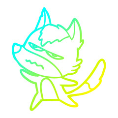 cold gradient line drawing cartoon annoyed wolf