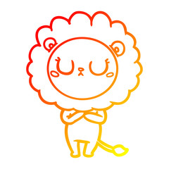 warm gradient line drawing cartoon lion