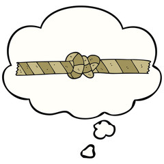cartoon knotted rope and thought bubble