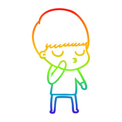 rainbow gradient line drawing cartoon calm boy