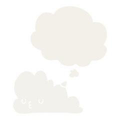 cute cartoon cloud and thought bubble in retro style