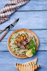 Seafood with brown rice
