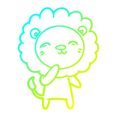 cold gradient line drawing cartoon lion