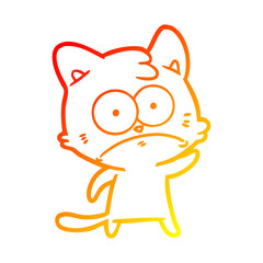 warm gradient line drawing cartoon nervous cat