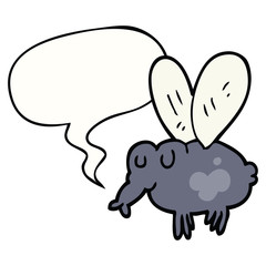 cartoon fly and speech bubble