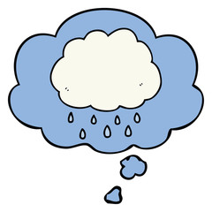 cartoon rain cloud and thought bubble