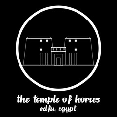 Circle Icon The Temple of Horus. vector illustration