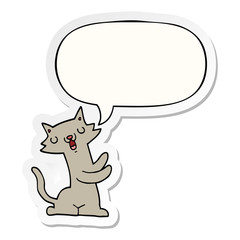 cartoon cat and speech bubble sticker