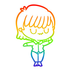 rainbow gradient line drawing cartoon woman
