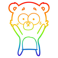 rainbow gradient line drawing worried bear cartoon
