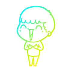cold gradient line drawing cartoon happy man