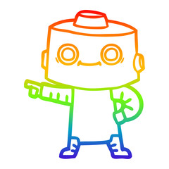 rainbow gradient line drawing cartoon robot