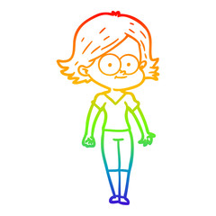 rainbow gradient line drawing happy cartoon girl