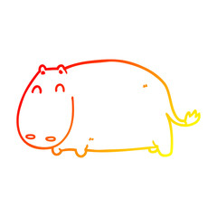 warm gradient line drawing cartoon hippo