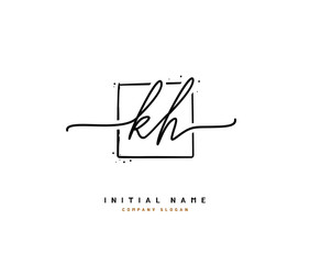 K H KH Beauty vector initial logo, handwriting logo of initial signature, wedding, fashion, jewerly, boutique, floral and botanical with creative template for any company or business.