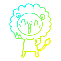 cold gradient line drawing happy cartoon lion