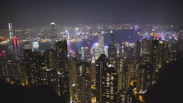 Wide Angle: Downtown Hong Kong Lit up at Night