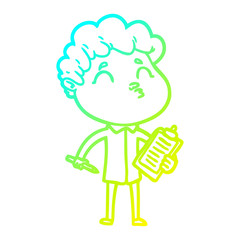 cold gradient line drawing cartoon man pouting