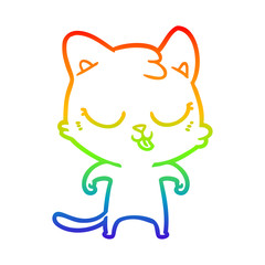 rainbow gradient line drawing cartoon cat