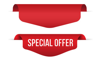 Red banner special offer Isolated on white background.