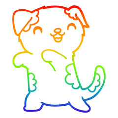 rainbow gradient line drawing cute cartoon puppy
