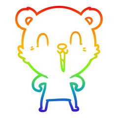 rainbow gradient line drawing happy cartoon bear