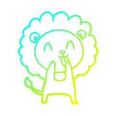 cold gradient line drawing happy cartoon lion