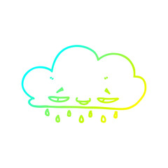 cold gradient line drawing cartoon rain cloud