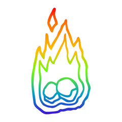 rainbow gradient line drawing cartoon spooky burning halloween coals