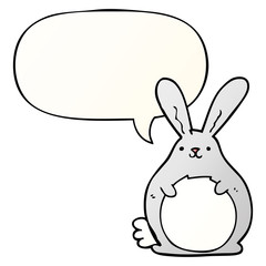 cartoon rabbit and speech bubble in smooth gradient style