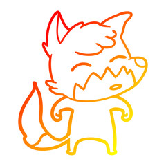 warm gradient line drawing cartoon fox