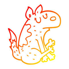 warm gradient line drawing cartoon dog sitting