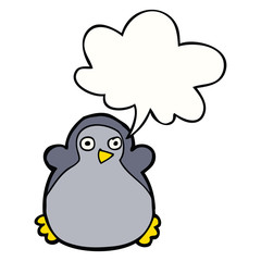 cartoon penguin and speech bubble