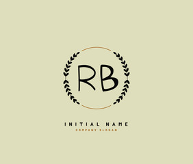 R B RB Beauty vector initial logo, handwriting logo of initial signature, wedding, fashion, jewerly, boutique, floral and botanical with creative template for any company or business.