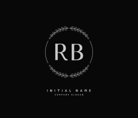 R B RB Beauty vector initial logo, handwriting logo of initial signature, wedding, fashion, jewerly, boutique, floral and botanical with creative template for any company or business.