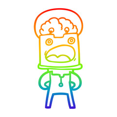 rainbow gradient line drawing cartoon robot