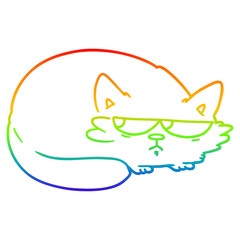 rainbow gradient line drawing cartoon suspicious cat