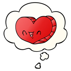 cartoon love heart and thought bubble in smooth gradient style