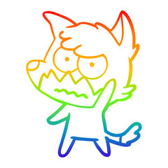 rainbow gradient line drawing cartoon annoyed fox