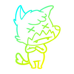 cold gradient line drawing cartoon cross eyed fox