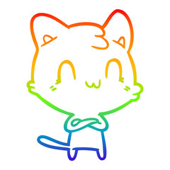 rainbow gradient line drawing cartoon happy cat