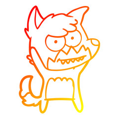 warm gradient line drawing cartoon grinning fox