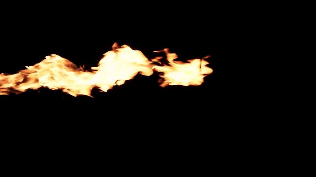 Slow motion flamethrower on black background