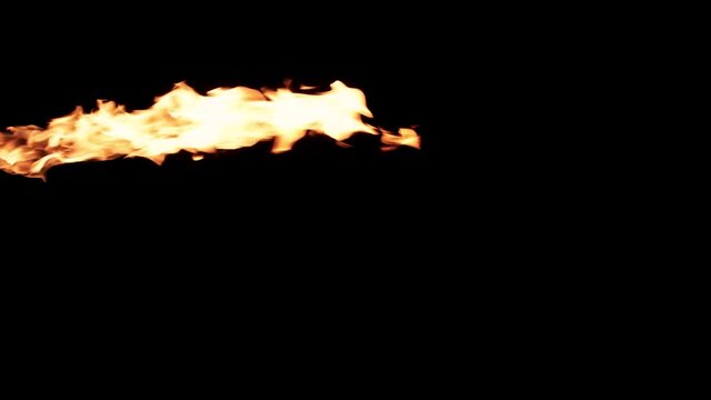 Slow motion flamethrower on black background