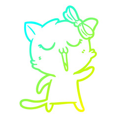 cold gradient line drawing cartoon cat