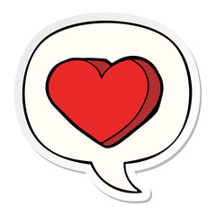 cartoon love heart and speech bubble sticker