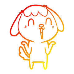 warm gradient line drawing cartoon dog